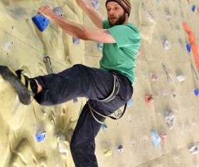 Climbing people in the indoor climbing wall Stock Photo 15