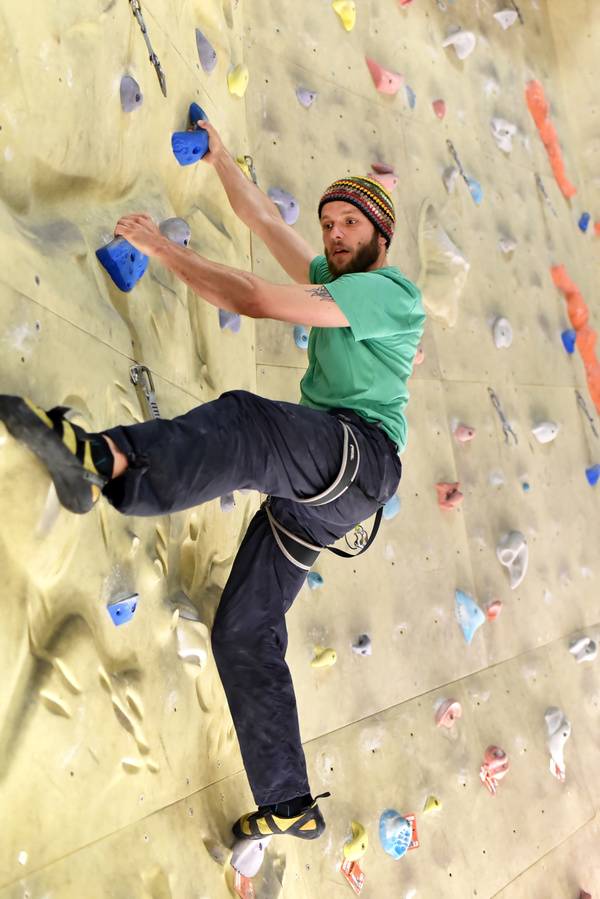 Climbing people in the indoor climbing wall Stock Photo 15
