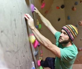 Climbing people in the indoor climbing wall Stock Photo 16