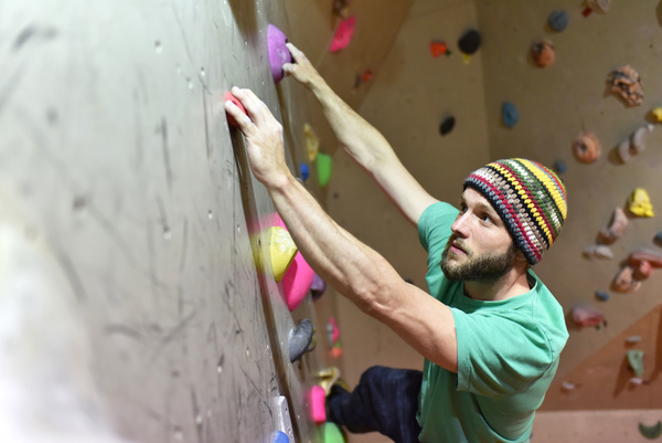 Climbing people in the indoor climbing wall Stock Photo 16