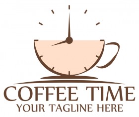 Coffee logos with clock vector