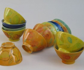 Color ceramic bowl Stock Photo