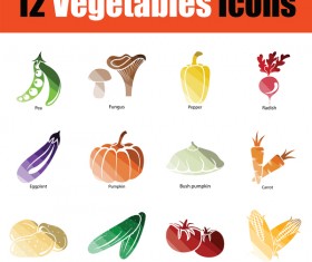 ColorLed vegetables icons vector set 01