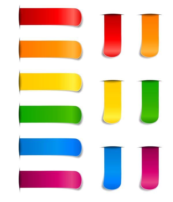 Colored bookmark stickers vectors