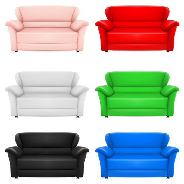 Colored sofa illustration vector 01