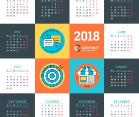 Company 2018 calendar template vectors material