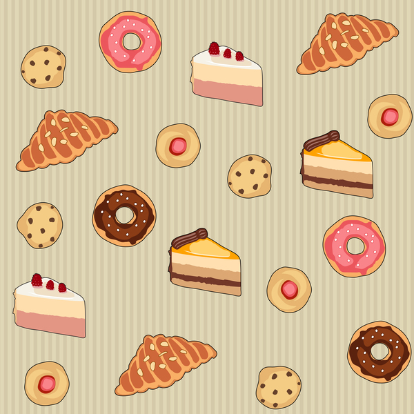 Cookies Donuts Pretzels Breads and Cakes Vector