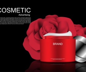 Cosmetic ads poster whitening cream with rose vector 01