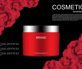 Cosmetic ads poster whitening cream with rose vector 02