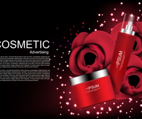 Cosmetic ads poster whitening cream with rose vector 03