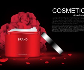Cosmetic ads poster whitening cream with rose vector 05