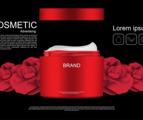 Cosmetic ads poster whitening cream with rose vector 06