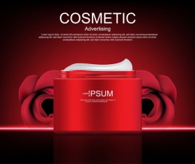 Cosmetic ads poster whitening cream with rose vector 08