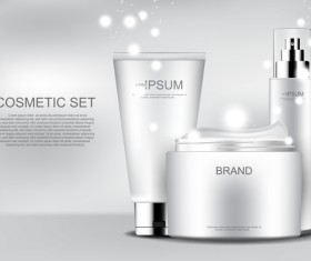 Cosmetic products with snow and poster template vector