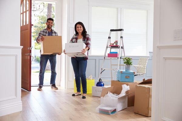 Couple Moving Into New Home Together Stock Photo 03