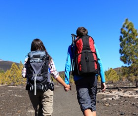 Couple hikers Stock Photo 03
