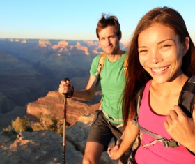 Couple hikers Stock Photo 04