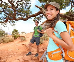 Couple hikers Stock Photo 05