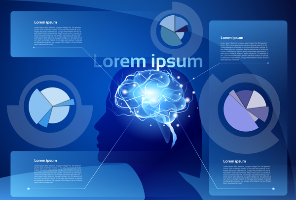 Creative brain infographic vector 03