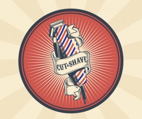 Cut shave badge vintage vector 01