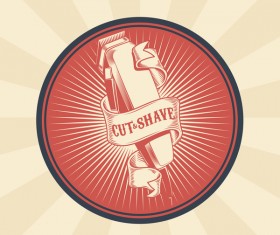 Cut shave badge vintage vector 02