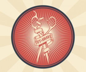 Cut shave badge vintage vector 03