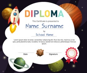 Cute kids diploma template vector 03