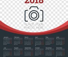 Dark 2018 calendar with photo vector