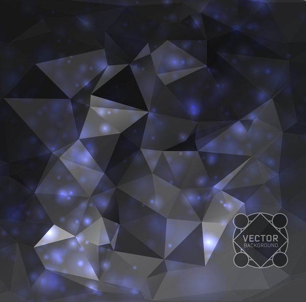 Dark polygon background with light dots vector