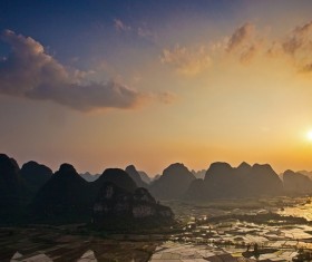 Dawn Landscape Pastoral Landscape Stock Photo