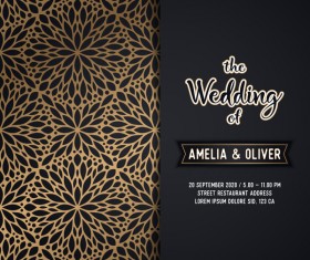 Decor pattern with wedding invitation card vector