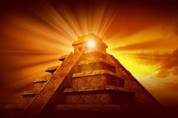 Decorated the Mayan pyramid Stock Photo  01