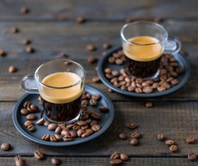 Delicious coffee with coffee beans HD picture