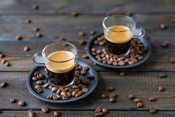 Delicious coffee with coffee beans HD picture
