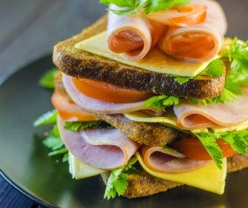 Delicious sausage and cheese sandwiches Stock Photo 02