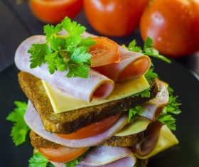 Delicious sausage and cheese sandwiches Stock Photo 05