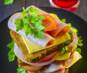 Delicious sausage and cheese sandwiches Stock Photo 06