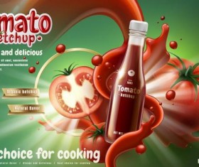 Delicious tomato ketchup poster vectors 02