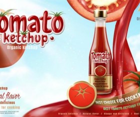 Delicious tomato ketchup poster vectors 03