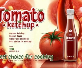 Delicious tomato ketchup poster vectors 04