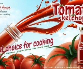 Delicious tomato ketchup poster vectors 05