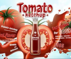 Delicious tomato ketchup poster vectors 06