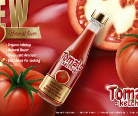 Delicious tomato ketchup poster vectors 08