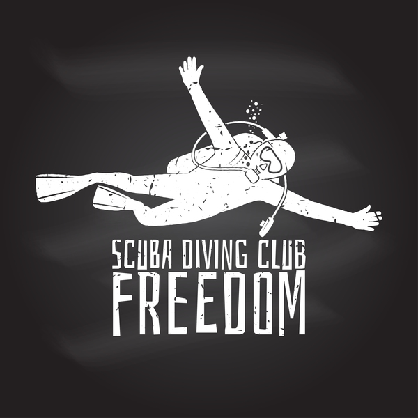 Diving club retro emblem design vector 01