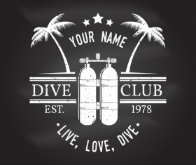 Diving club retro emblem design vector 02