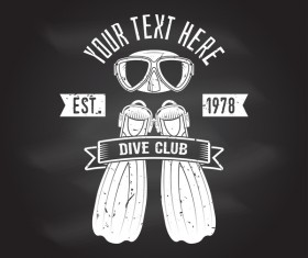 Diving club retro emblem design vector 03