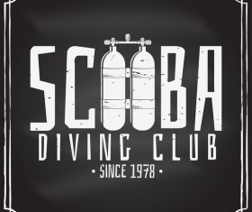 Diving club retro emblem design vector 04