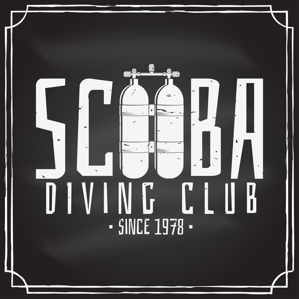 Diving club retro emblem design vector 04