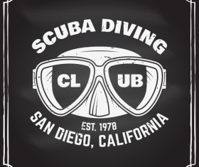 Diving club retro emblem design vector 05
