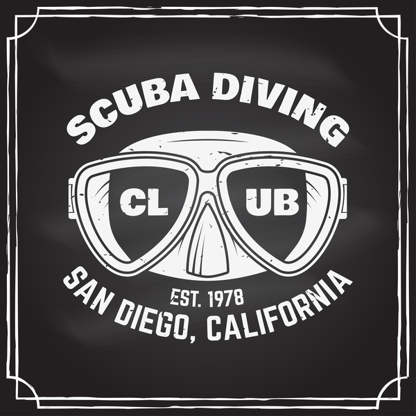 Diving club retro emblem design vector 05